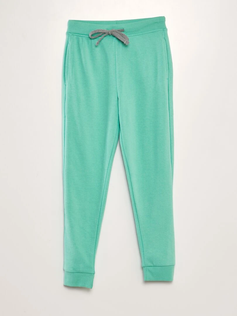 Pantalon de jogging en coton uni Mixte Vert
