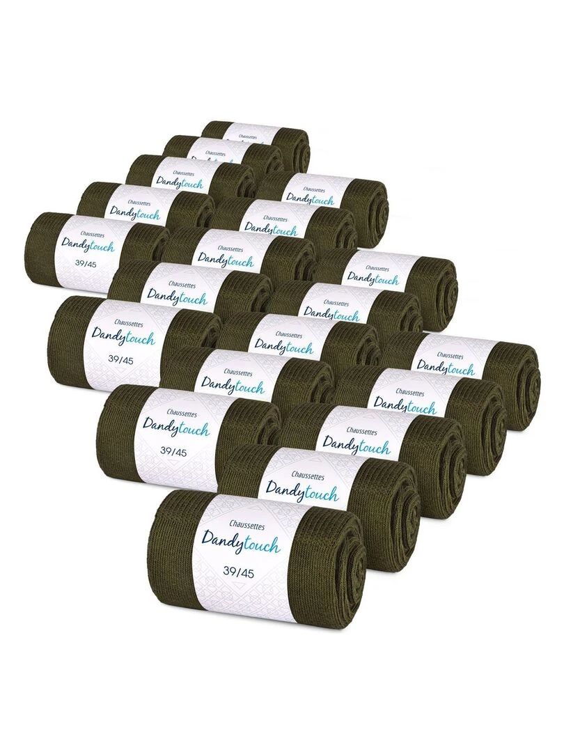 Chaussettes Jersey Coton Lot 20 Paires Fabrication UE Kaki