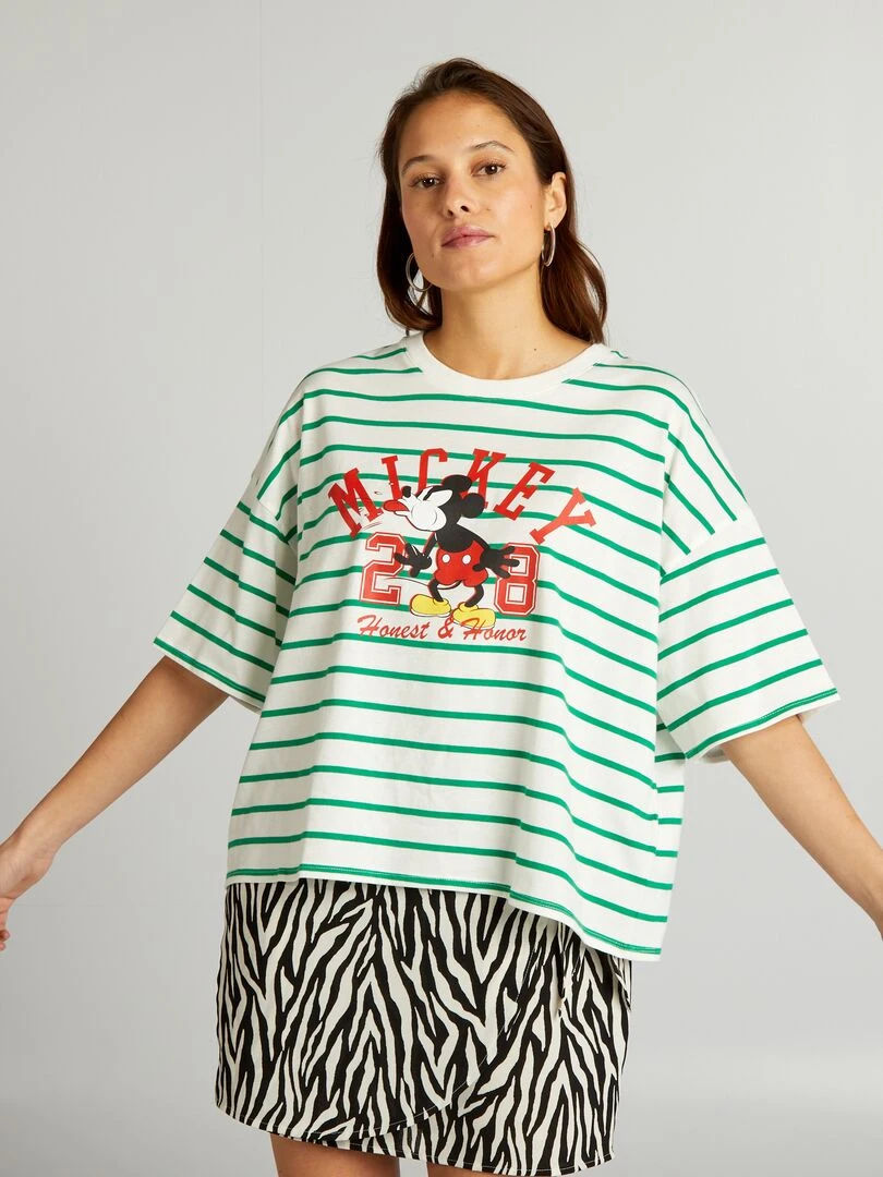 T shirt 'Mickey' de 'Disney' en coton   Vert/blanc