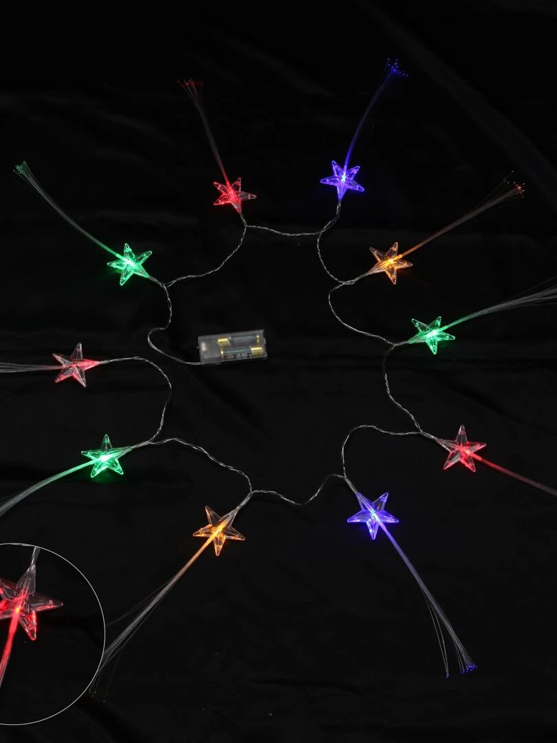 Guirlande lumineuse interieure 10 etoiles fibre optique multicouleur Multicolore