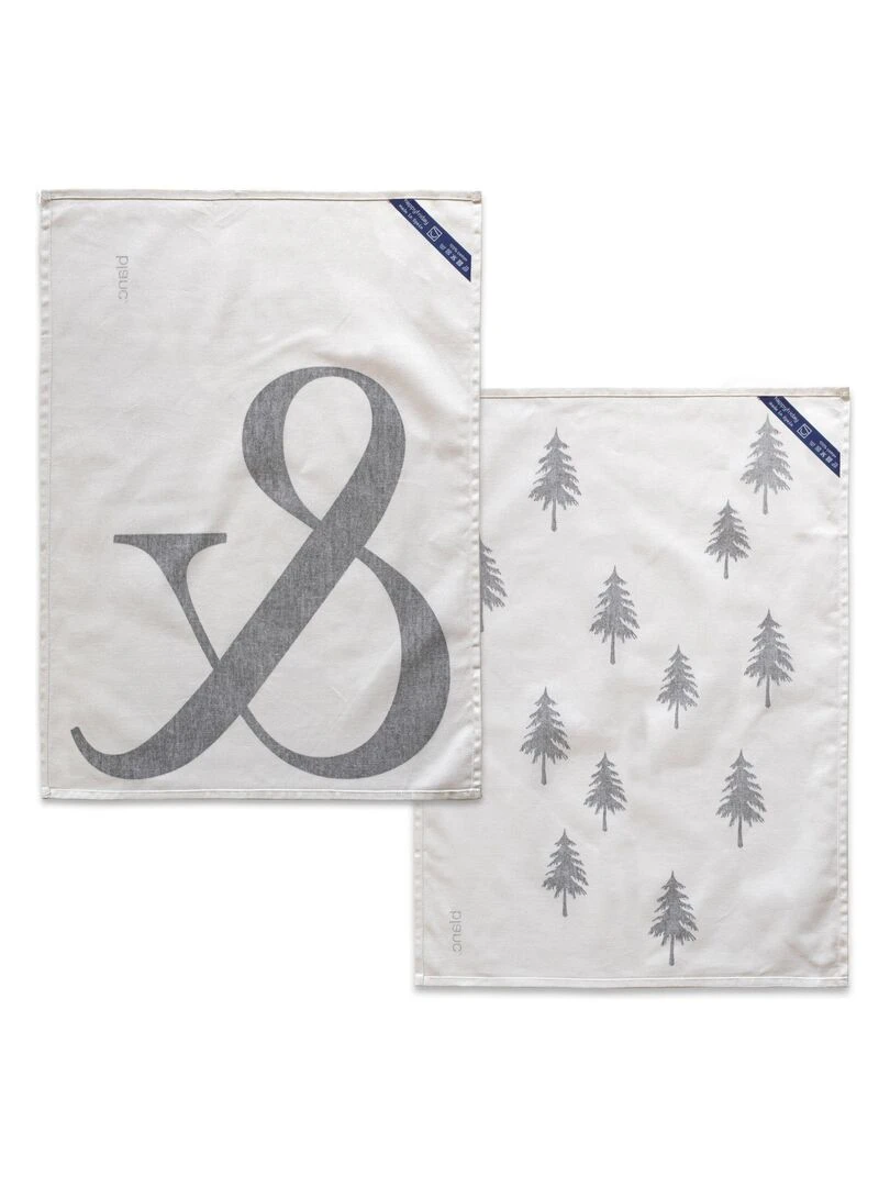 Torchon (2 pièces) Ampersand "Happyfriday"   Blanc