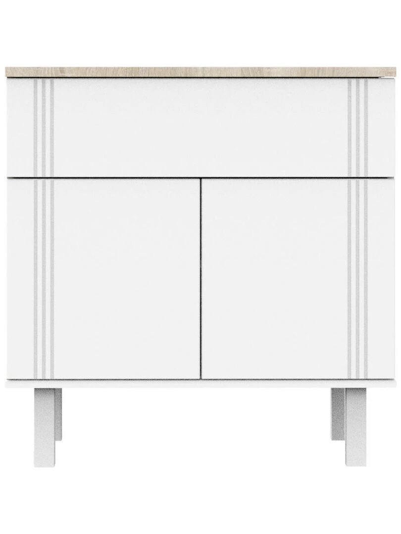 Commode un tiroir et 2 portes avec rainures SAUTHON Blanc