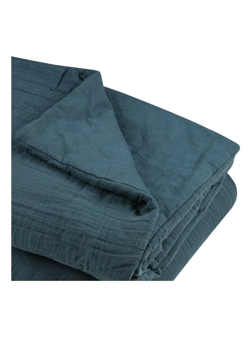 Édredon en gaze de coton 125x150 cm Coline pétrole Bleu