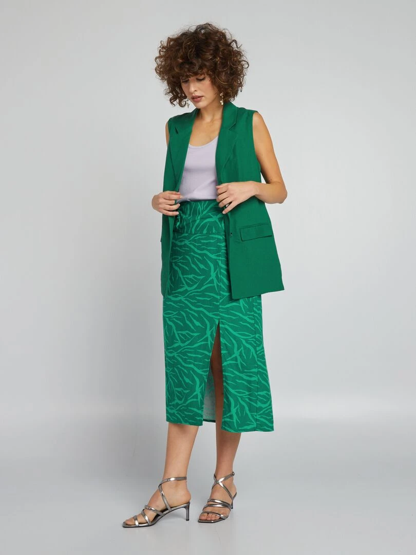 Jupe midi zébré Vert