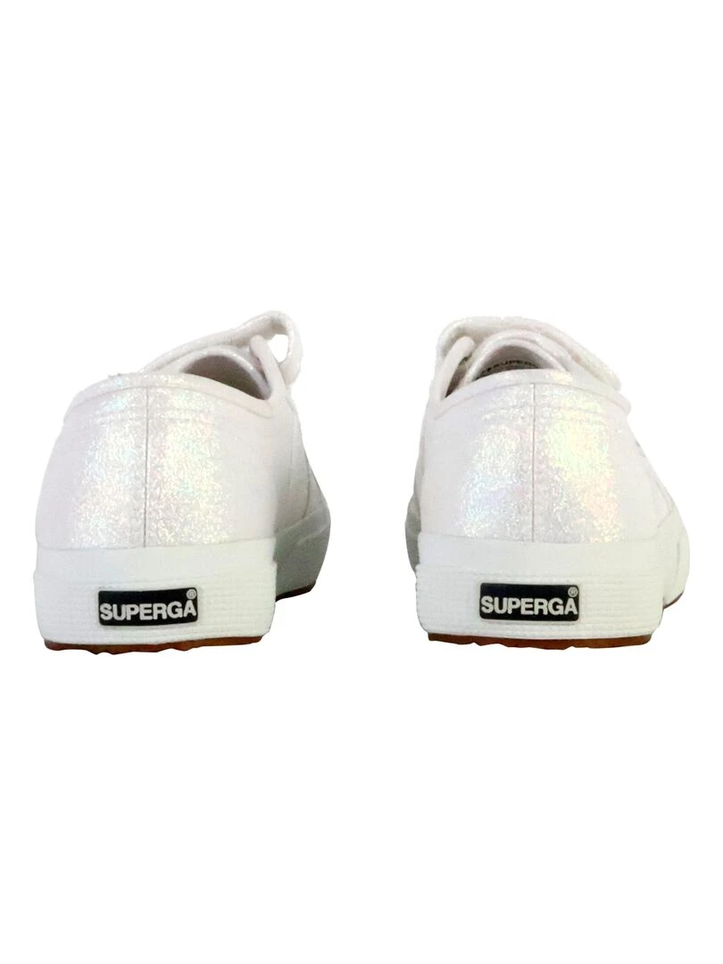 Basket Basse à Scratch Superga Straps Lame   Blanc