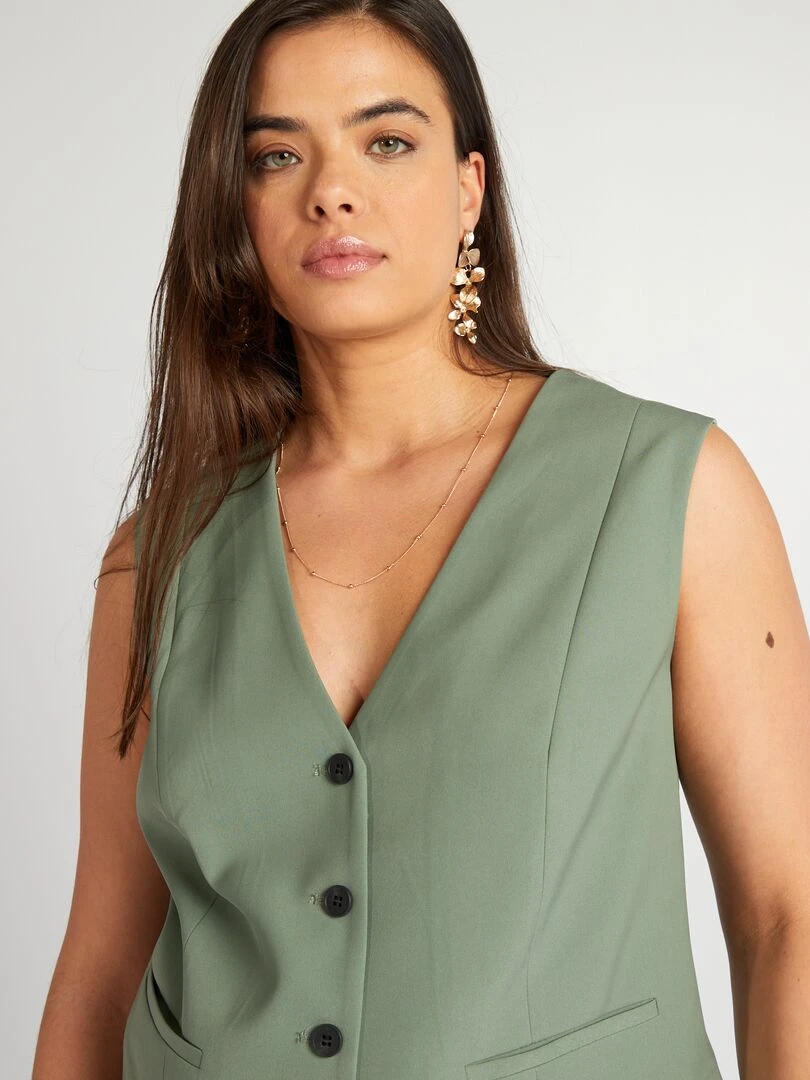 Gilet court de tailleur sans manches   Vert
