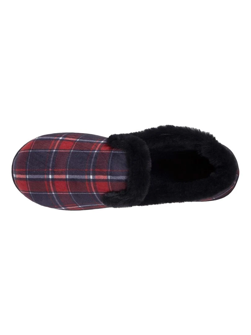 Chaussons charentaises fourrées Femme Tartan Gris