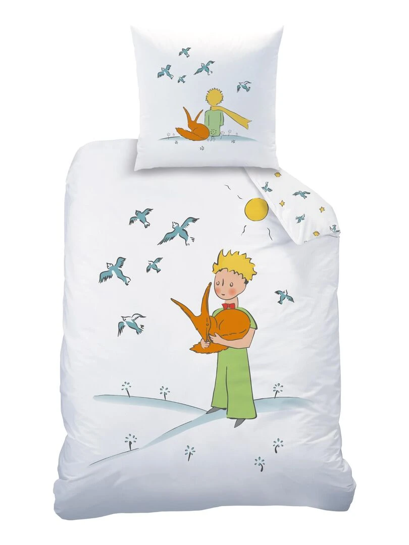 Parure de lit imprimée 100% coton  LE PETIT PRINCE BIRDS   Blanc