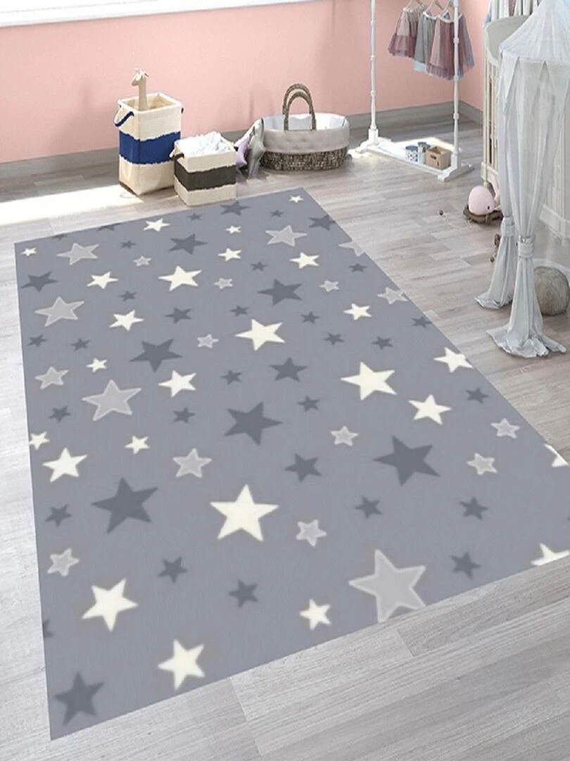 Tapis Enfant Etoile Gris Gris