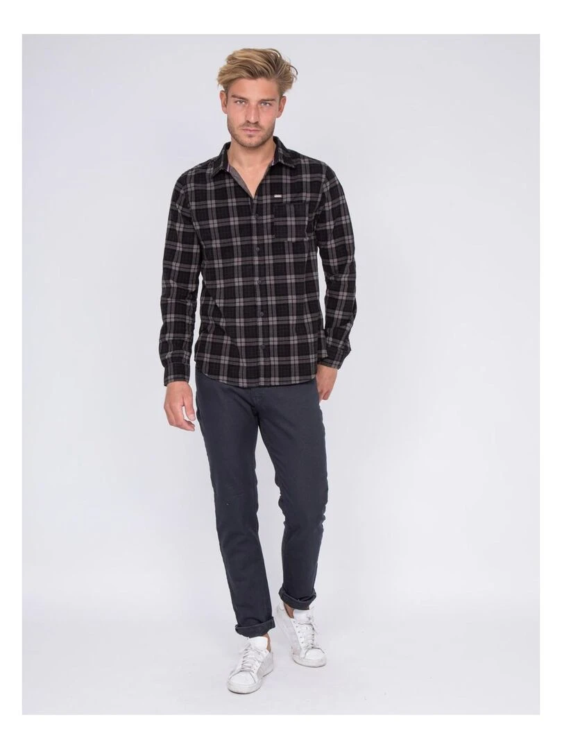 Chemise manches longues carreaux TUBAUTO   Noir
