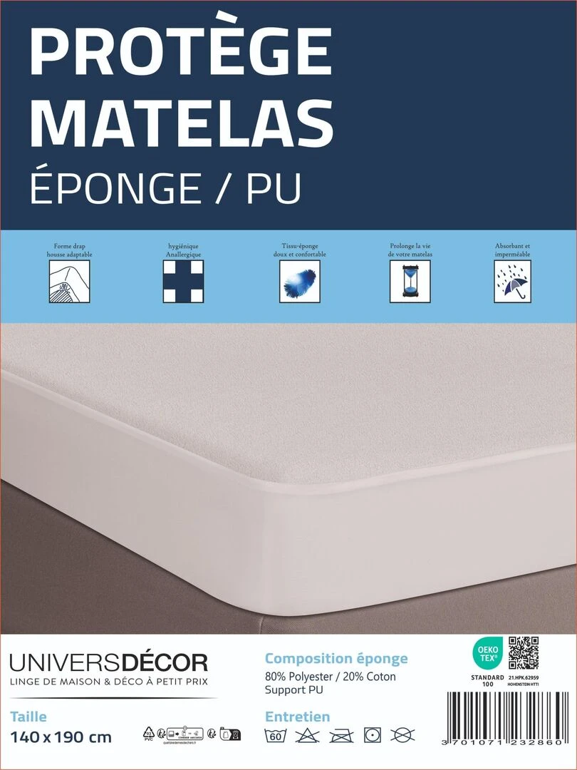 Protège Matelas Imperméable Absorbant Et Anti acariens 140 X 190 Cm Blanc
