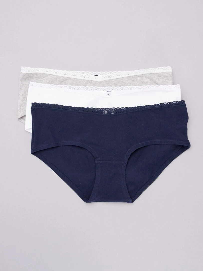 Lot de 3 shorties maternité blanc/gris/marine