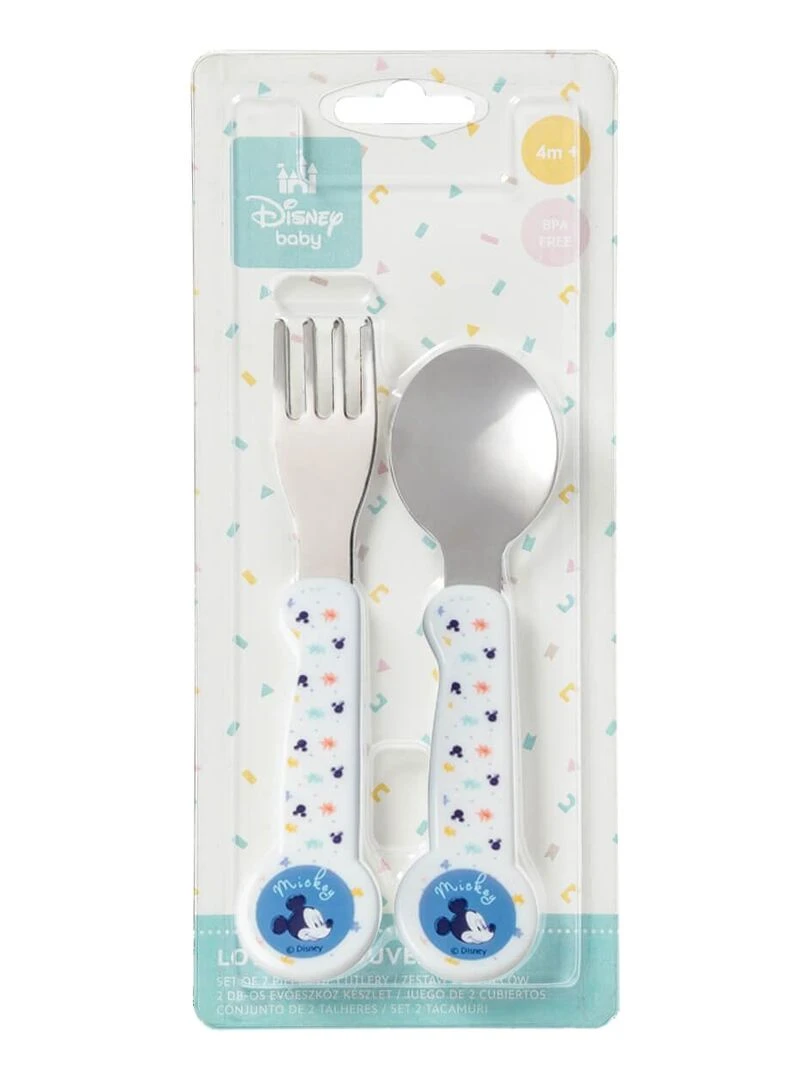 2 Couverts bébé Bleu Multicolore Blanc