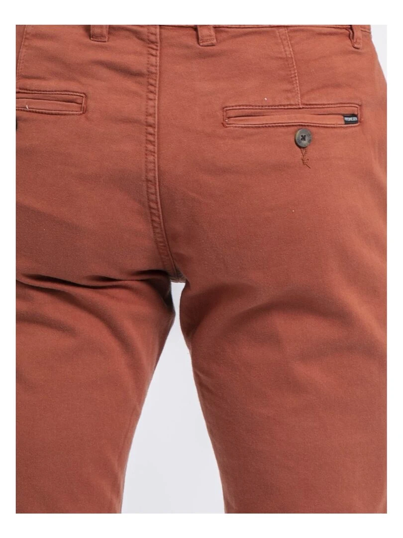 Pantalon chino coupe ajustée VALBACOL   Rouge brique
