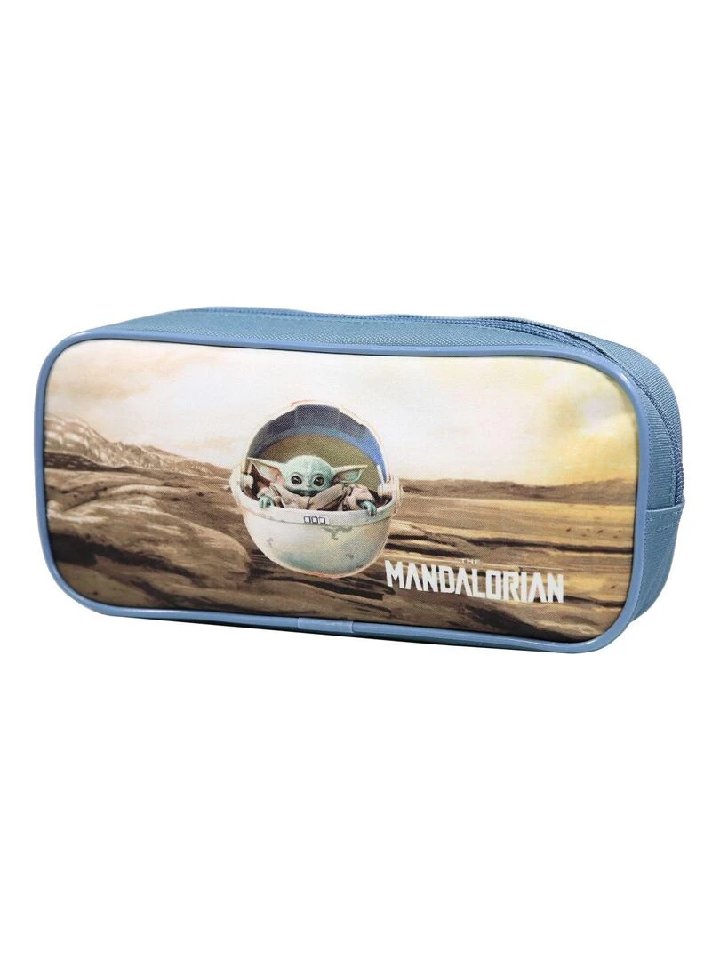 Trousse scolaire rectangulaire Baby Yoda Star Wars / The Mandalorian Beige et Bleue Bagtrotter Beige