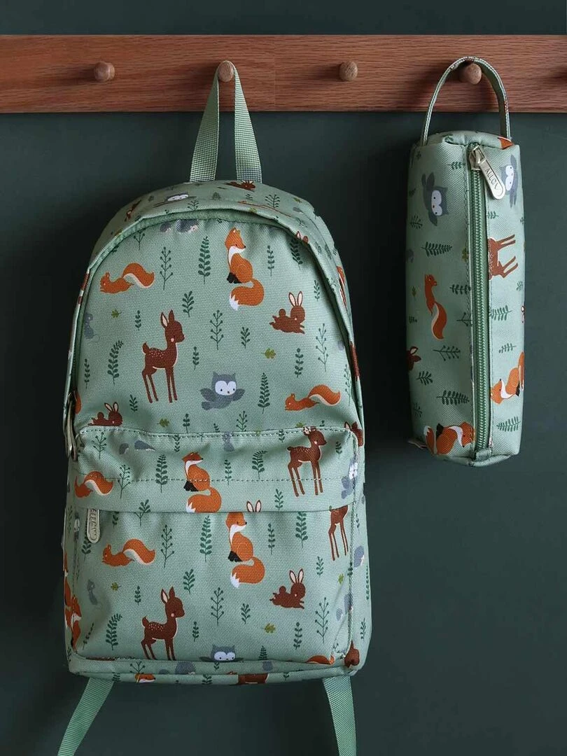 Trousse scolaire Amis de la forêt   Vert d'eau