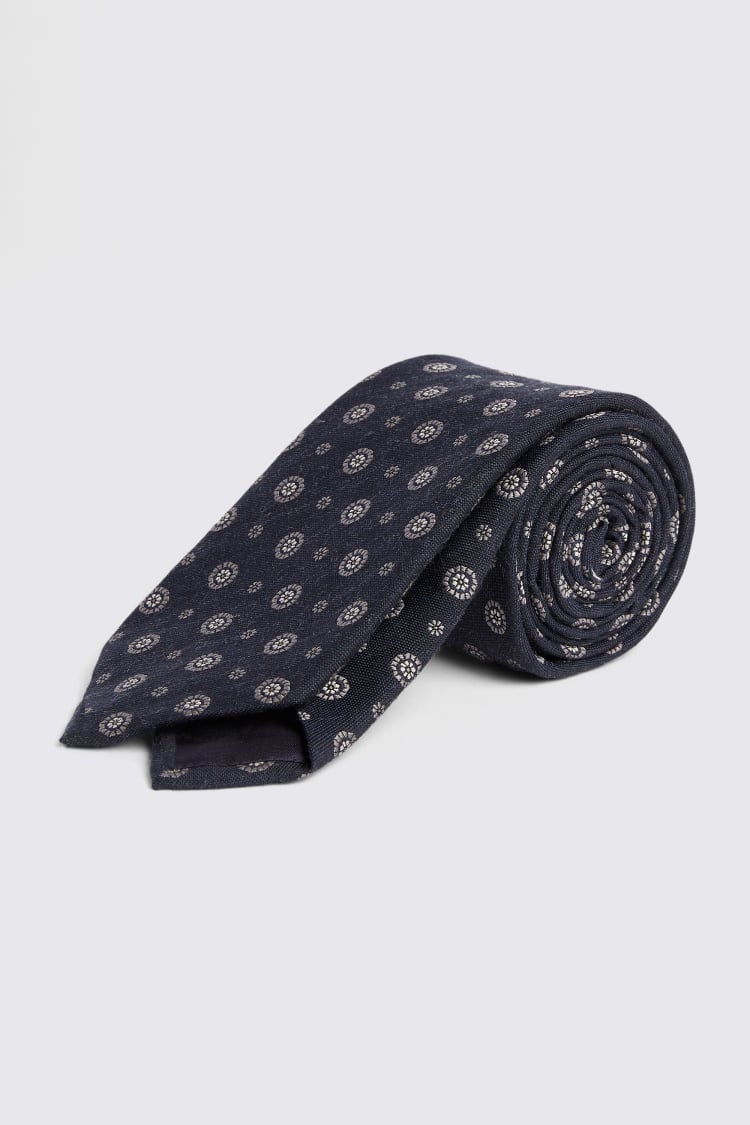 Bottinelli Navy & Grey Floral Geo Tie Buy Online at Moss