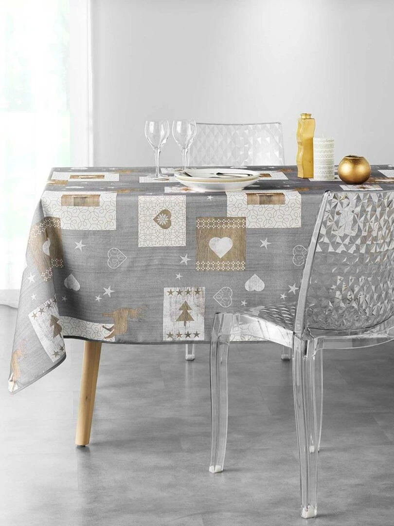 Nappe antitache rectangulaire 150x240 cm Augustin gris Gris