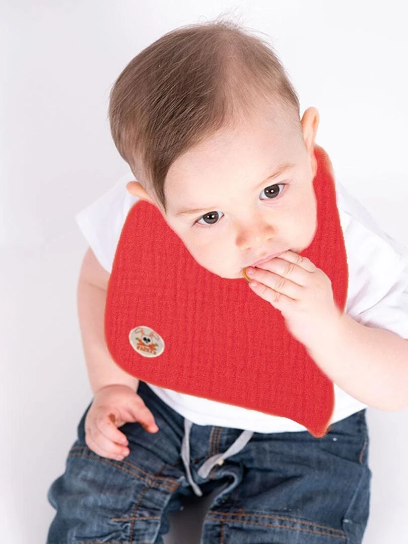 Bavoir en Coton Bio Fraise   Rouge