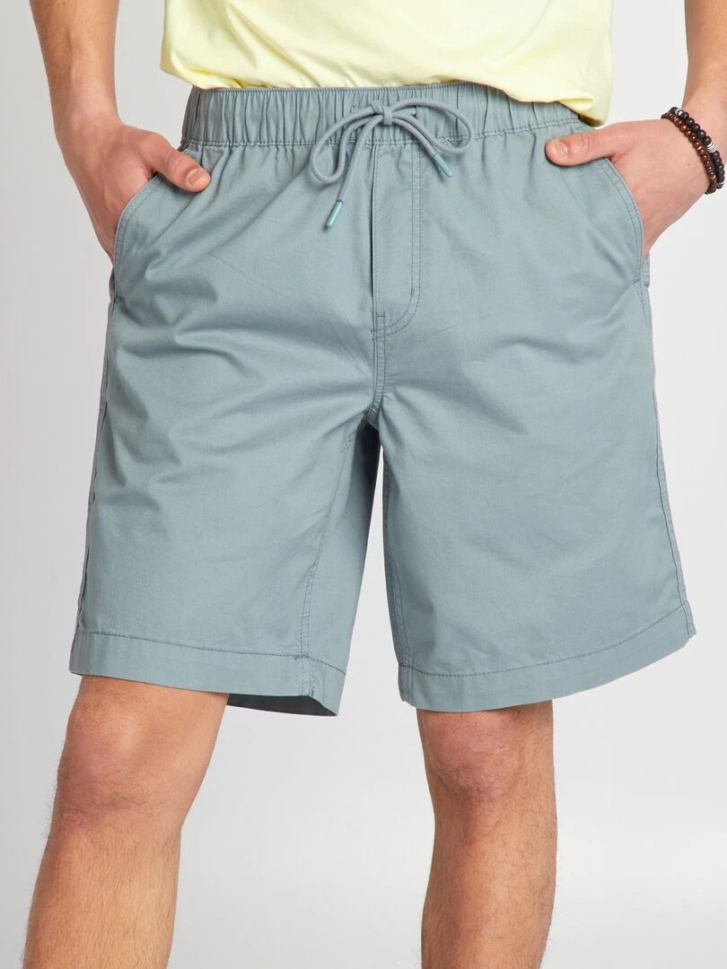 Short droit à taille élastiquée Bleu