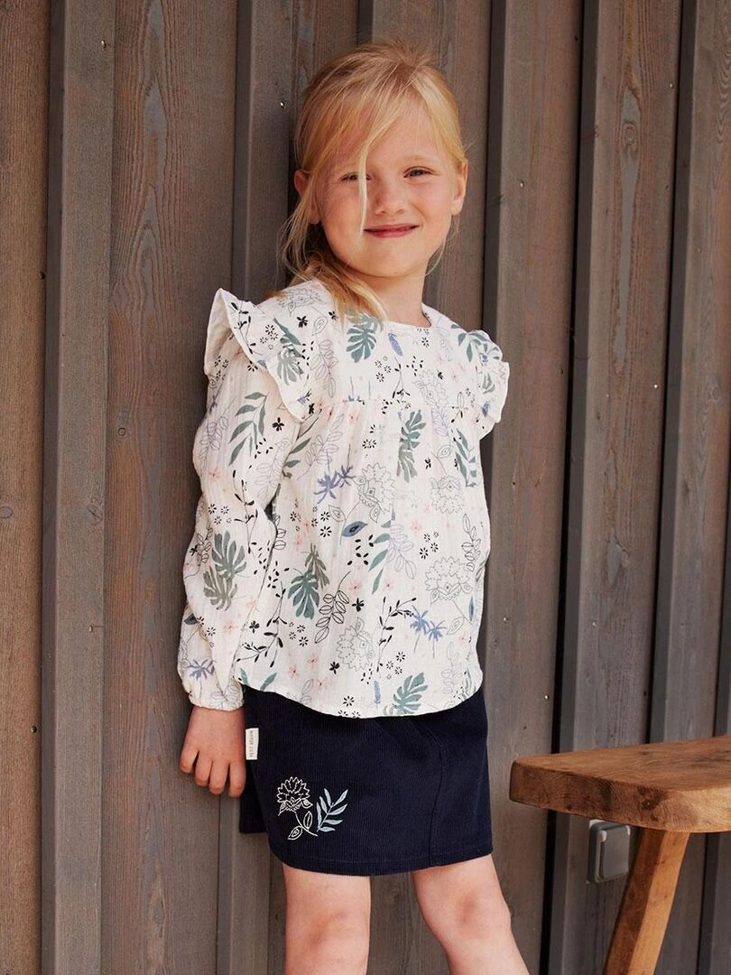 Jupe enfant en velours côtelé Belle de Nuit   Bleu