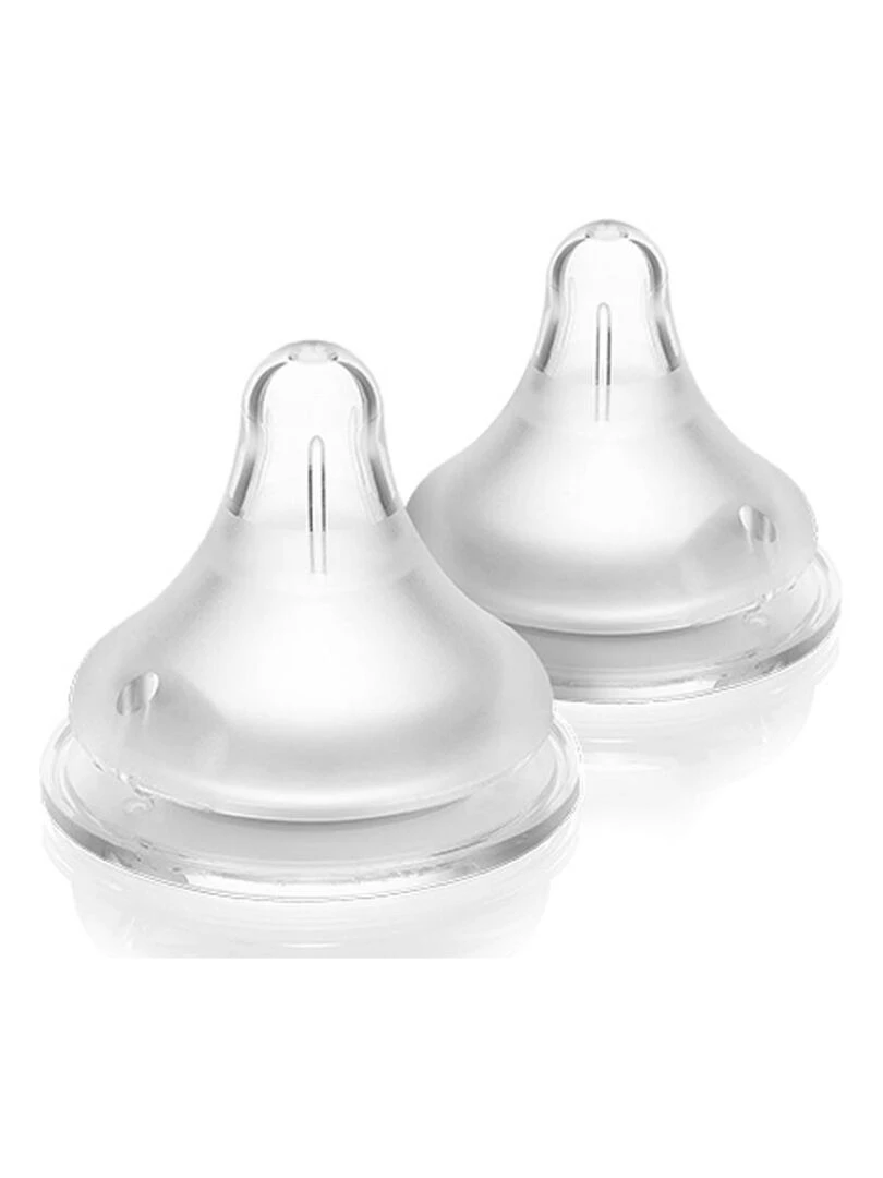Lot de 2 tétines Natural Wave® spécial allaitement débit moyen Blanc