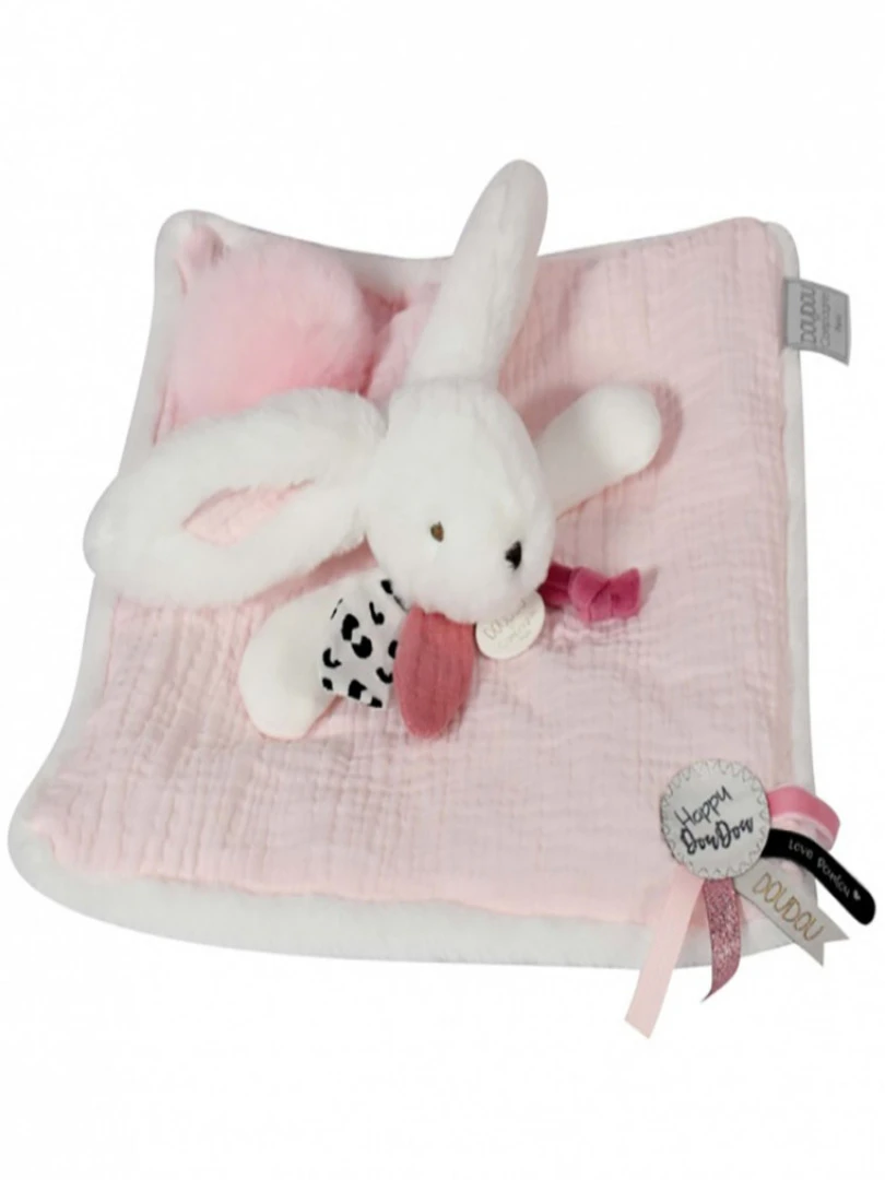 Doudou Plat Avec Coffret Lapin Rose Happy Blush   N/A