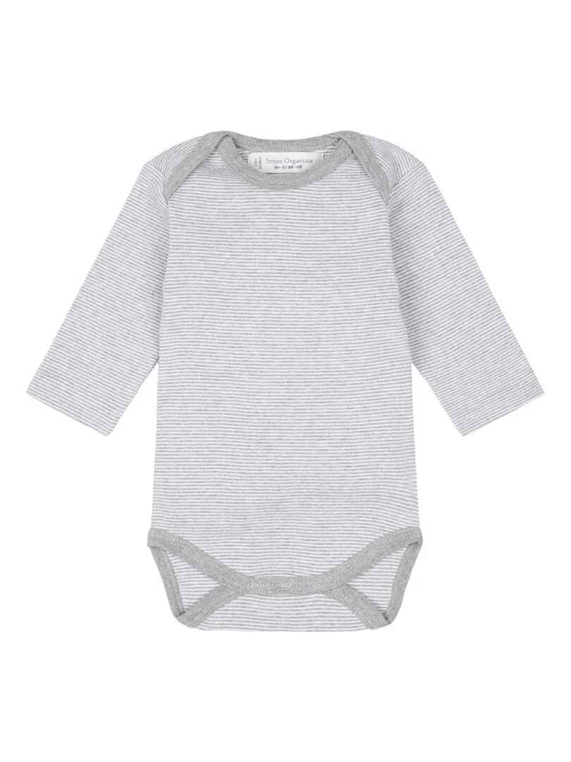 Body Bébé Bio Rayé Gris Gris