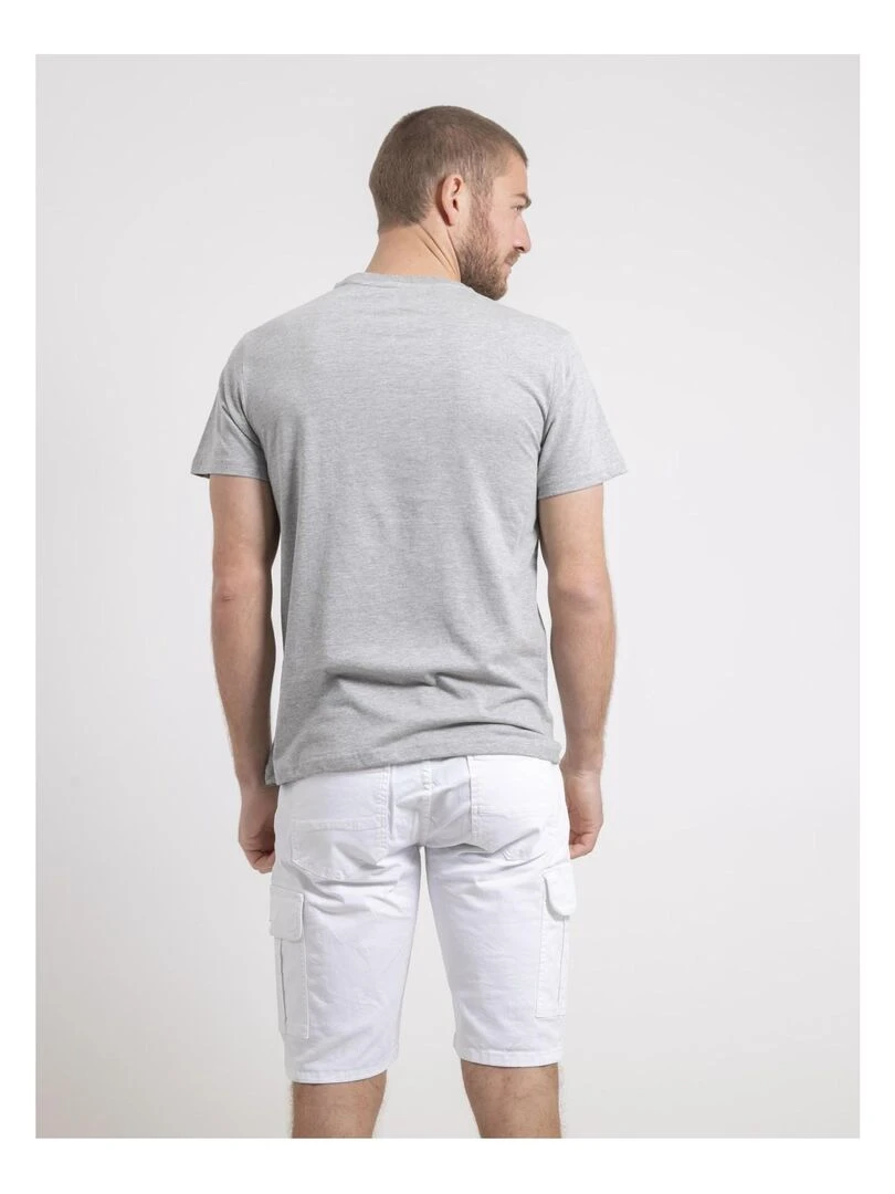 T shirt col rond pur coton NELIZIO Gris