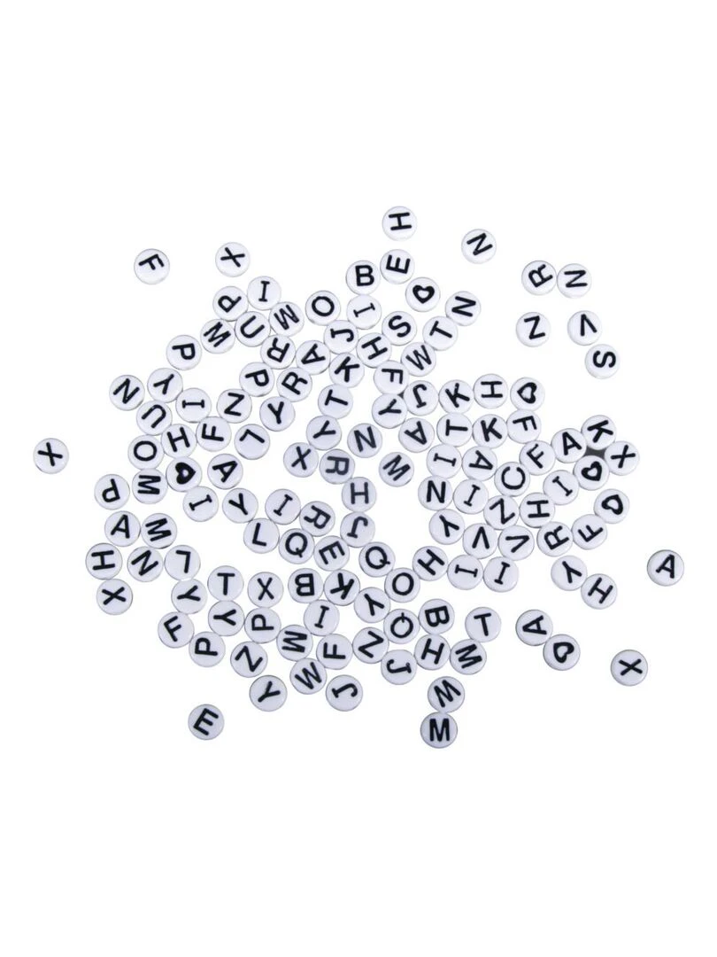 Perles Alphabet rondes blanches ø 9 mm N/A