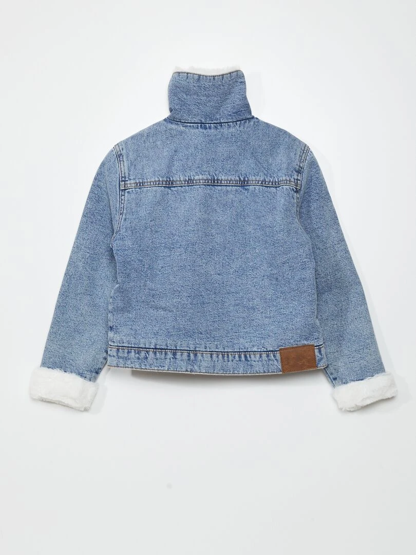 Veste en jean avec col aviateur   Bleu