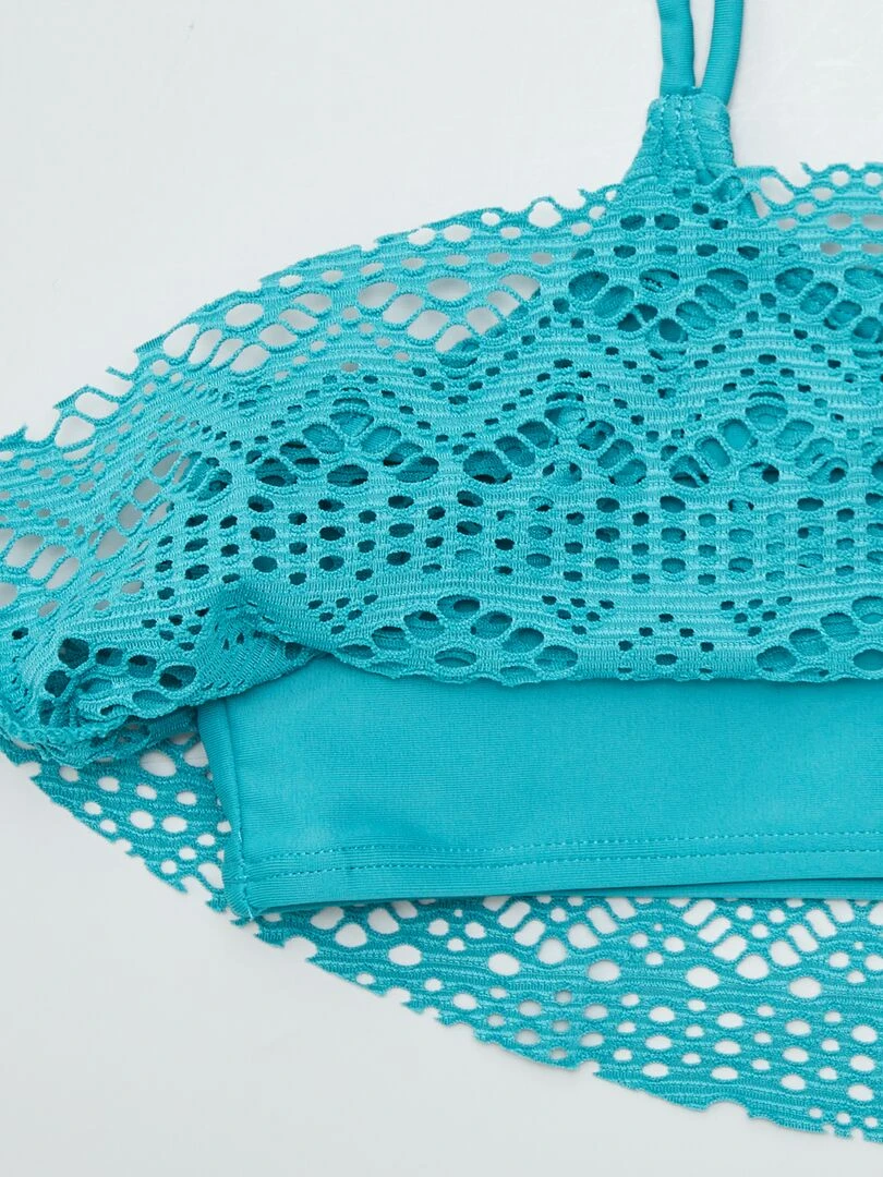 Maillot de bain ajouré   2 pièces   Vert