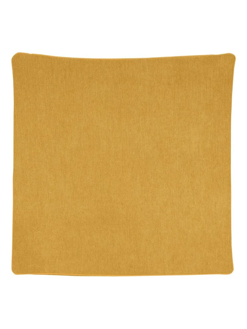 Housse de coussin passepoilée Effet velours Jaune moutarde