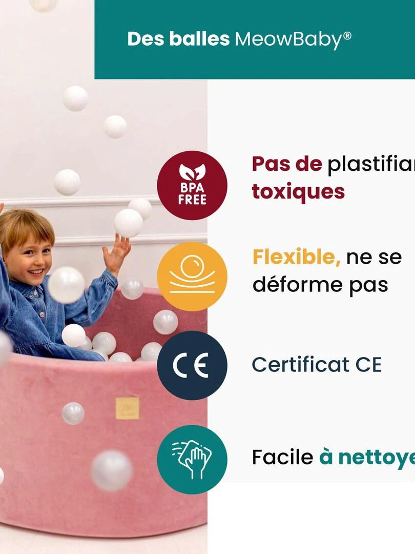 MeowBaby® Boucle Blanc Piscine à Balles Ronde 90x40cm balles: Blanc/Transparent Transparent