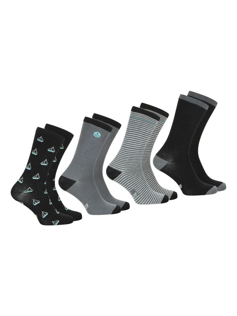 Lot de 4 paires de chaussettes mi hautes homme Ecopack Noir