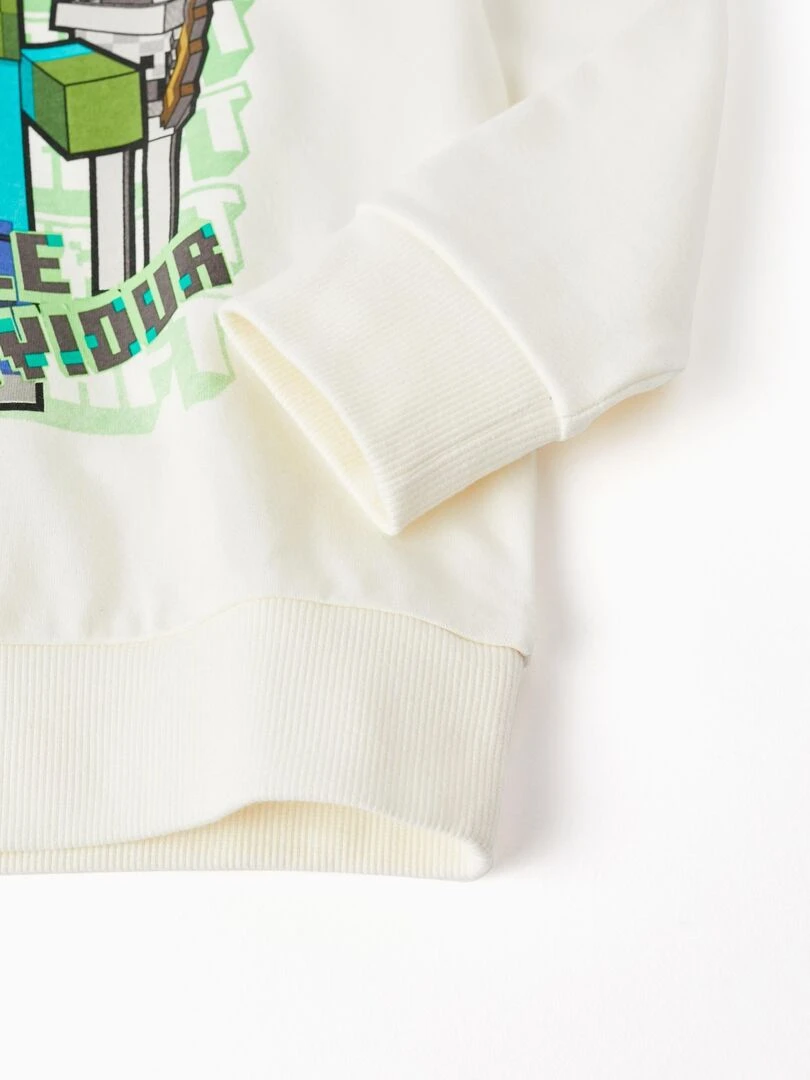 Sweat en Coton pour Garçon 'Minecraft'   LICENSE   Blanc