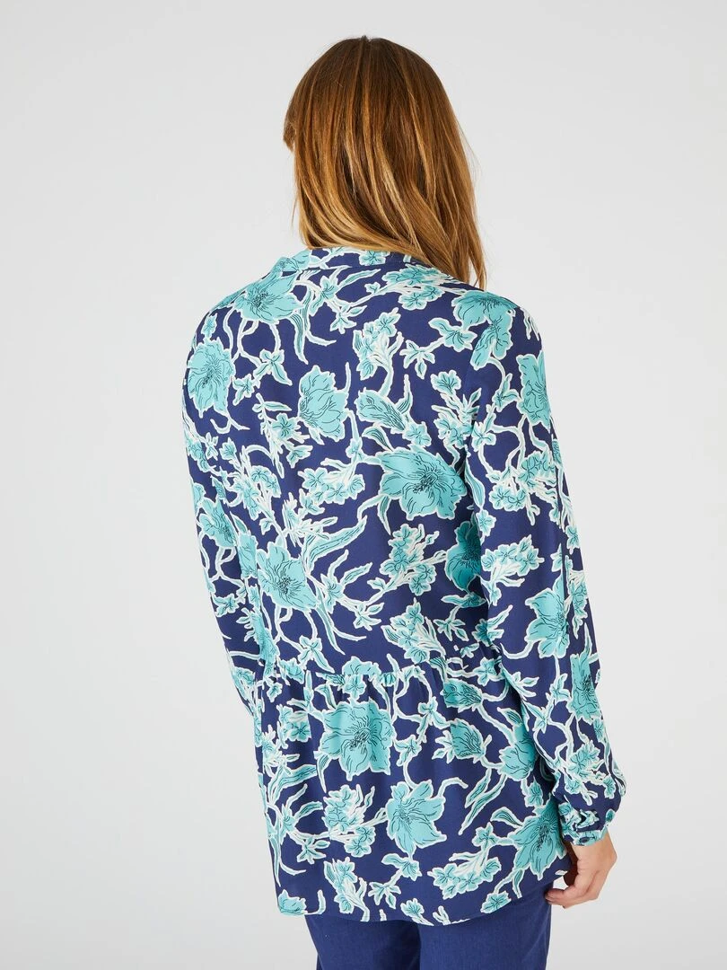 Tunique base volantée fleurie   Damart   Bleu marine