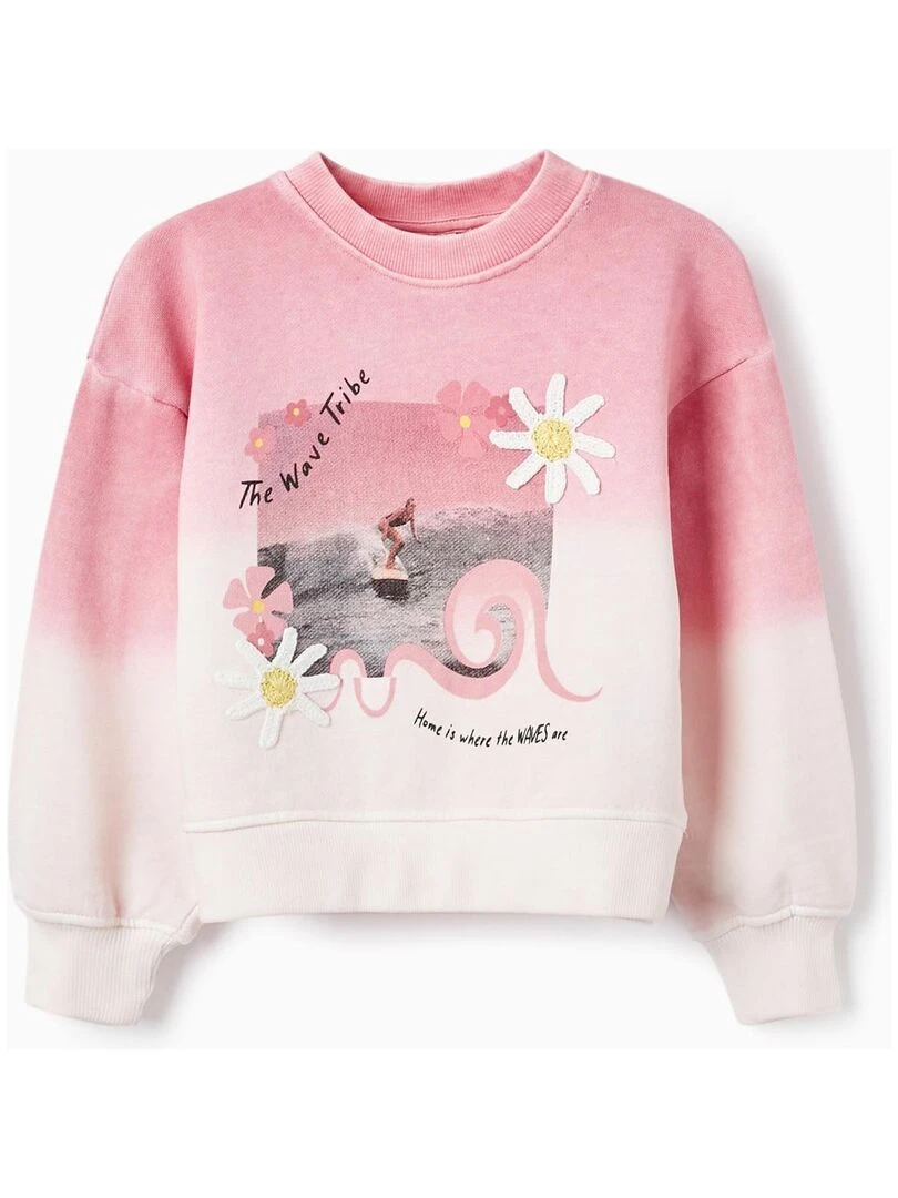 Sweat en coton avec fleurs en crochet pour fille 'The Waves Tribe' THE WAVE TRIBE Rose clair