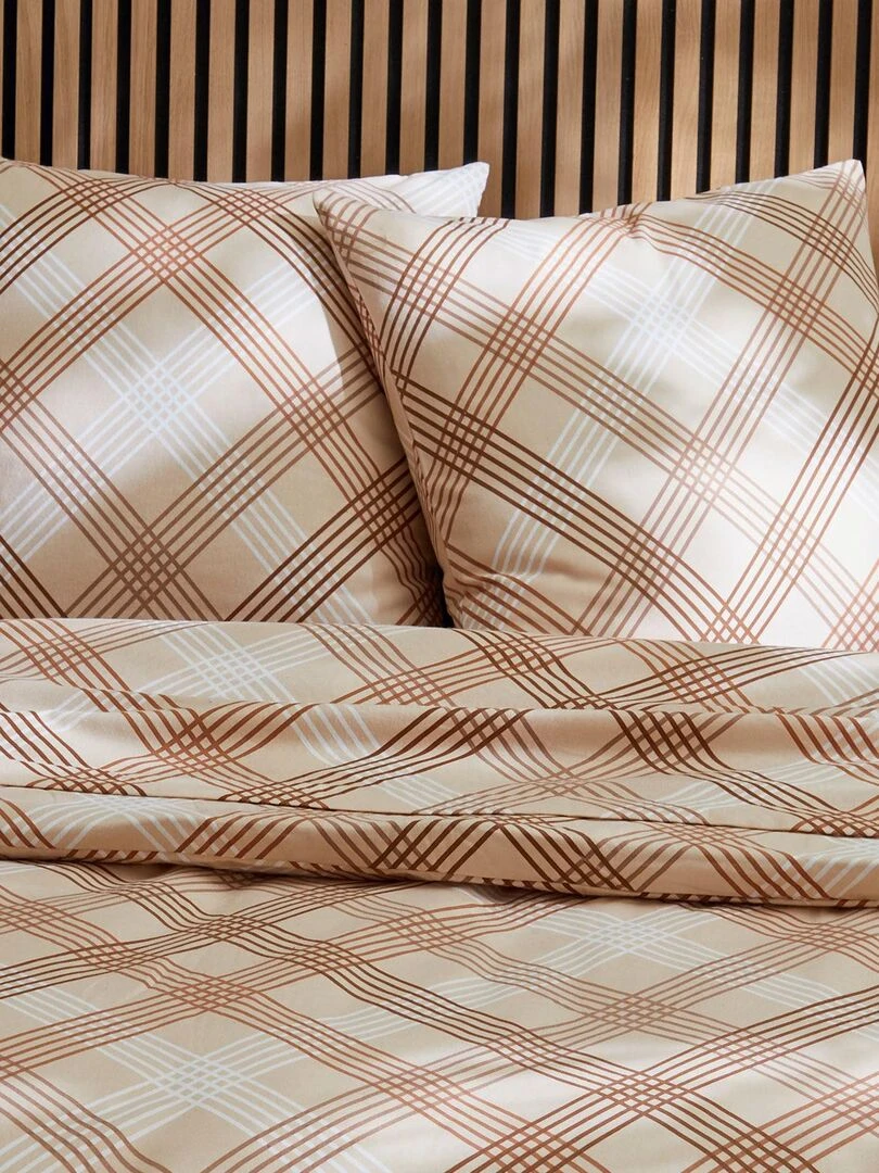 Parure de couette en flanelle au look graphique Beige foncé