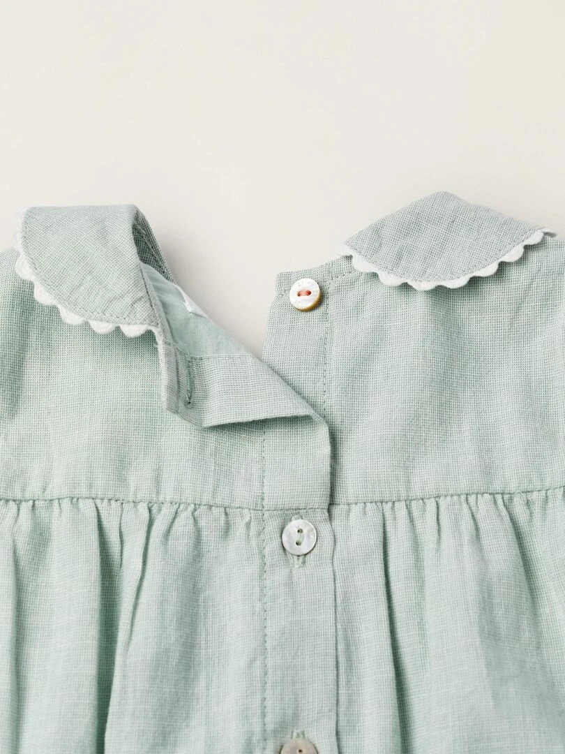 Robe + Bloomer en coton pour nouveau né manches courtes ATLANTIC COMPANY   Vert clair
