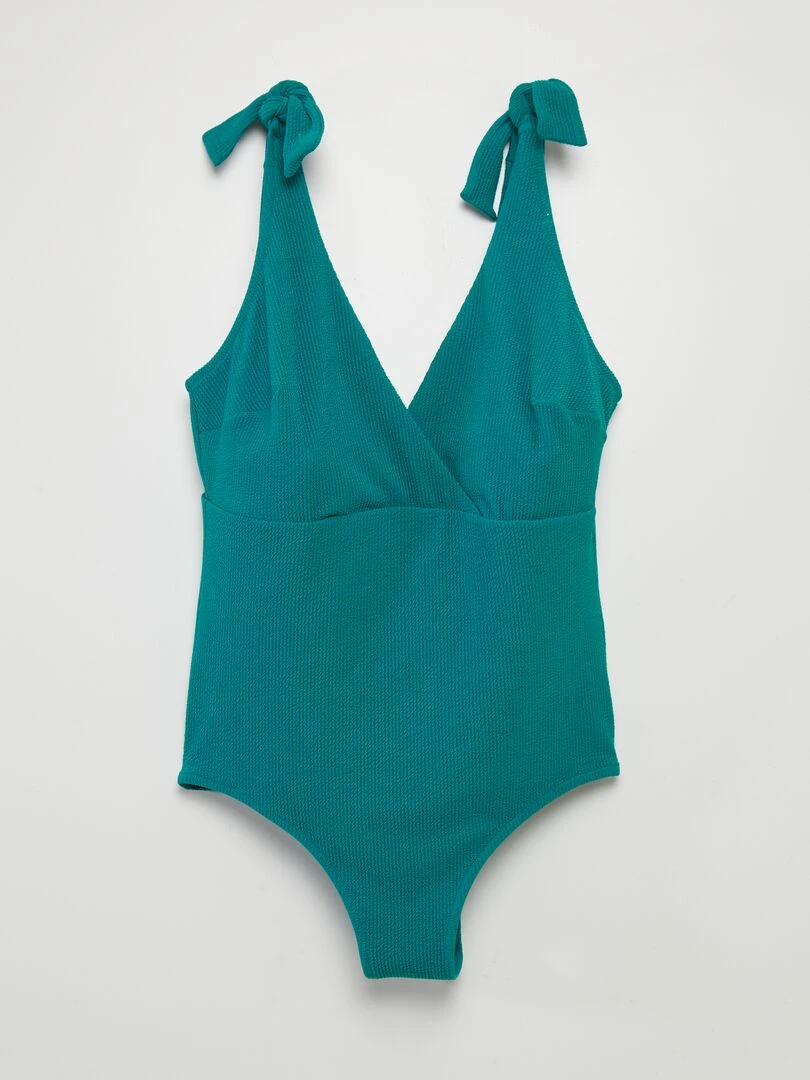Maillot de bain gaufré 1 pièce bleu