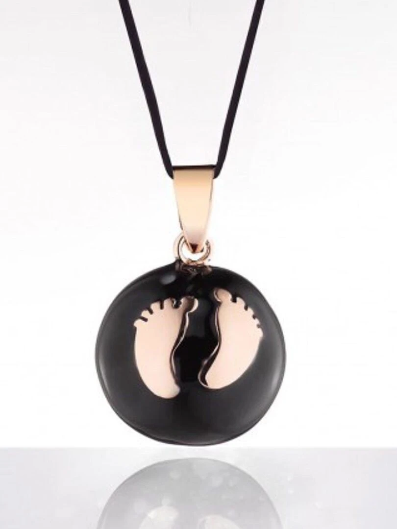 Bola de grossesse Collier Noir avec pieds argentés Noir