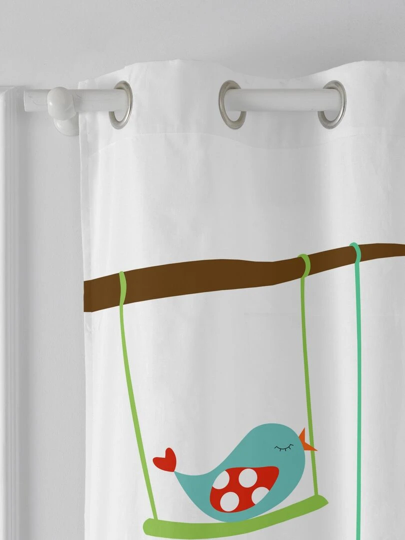 Rideau Little birds "Happyfriday" Blanc