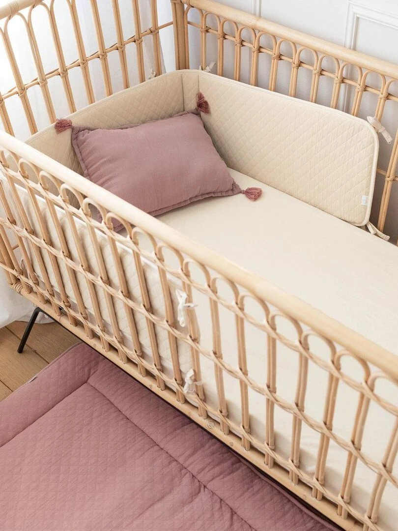 Bemini Tour de lit et parc Pady quilted jersey   Beige coquille