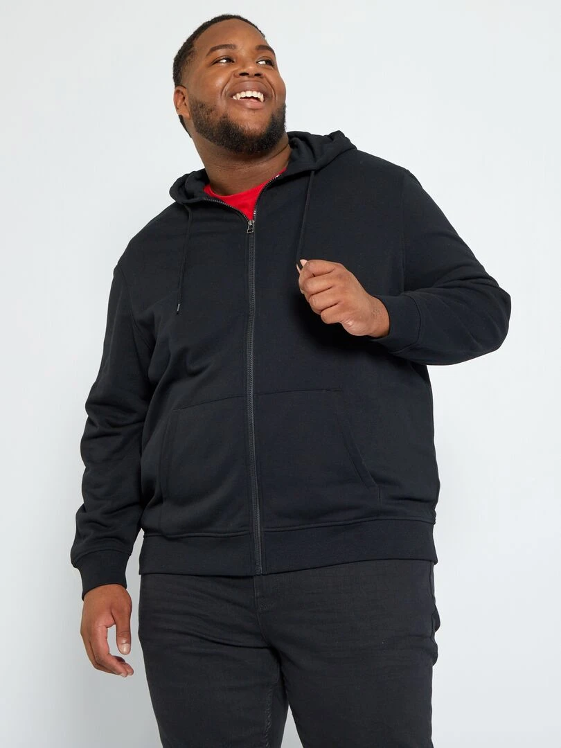 Sweat zippé en molleton noir