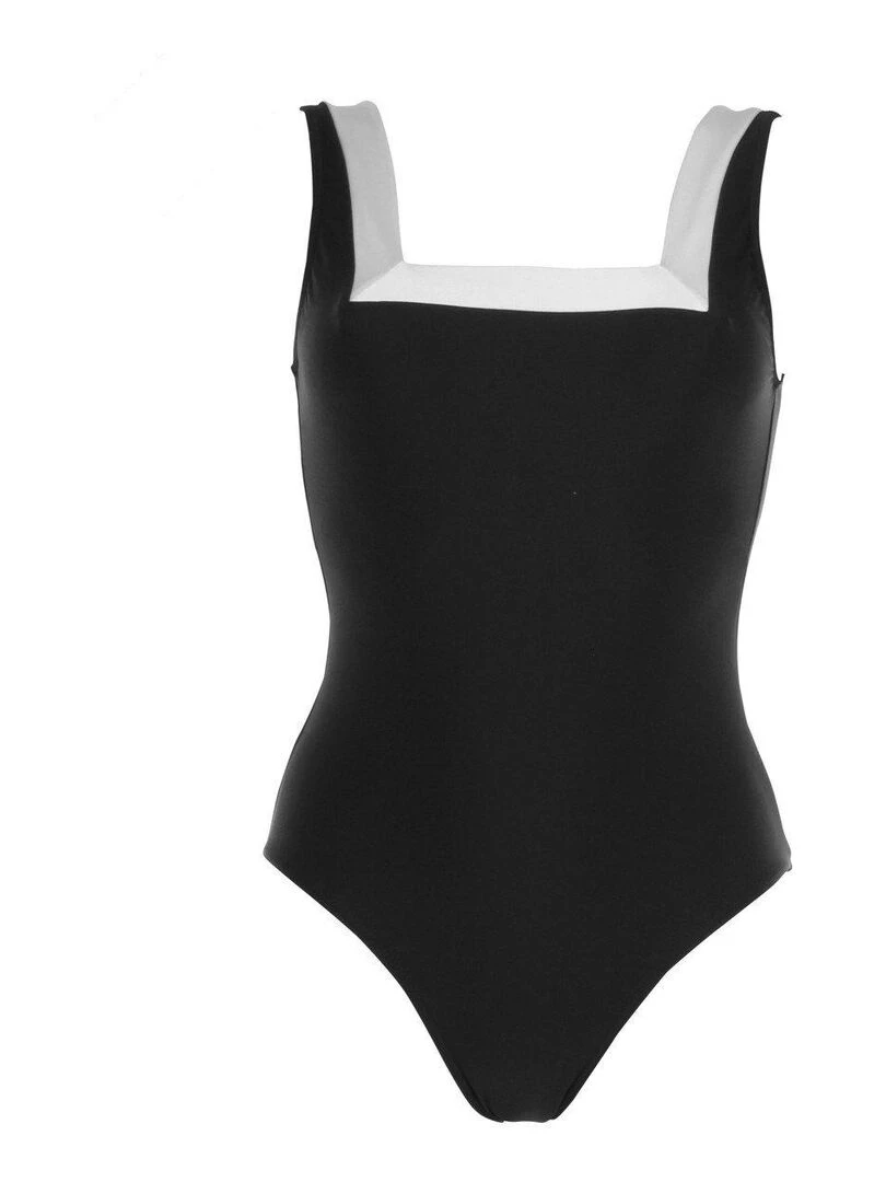 Maillot 1 pièce brassière et encolure carrée Java Bonnets B à D   Noir