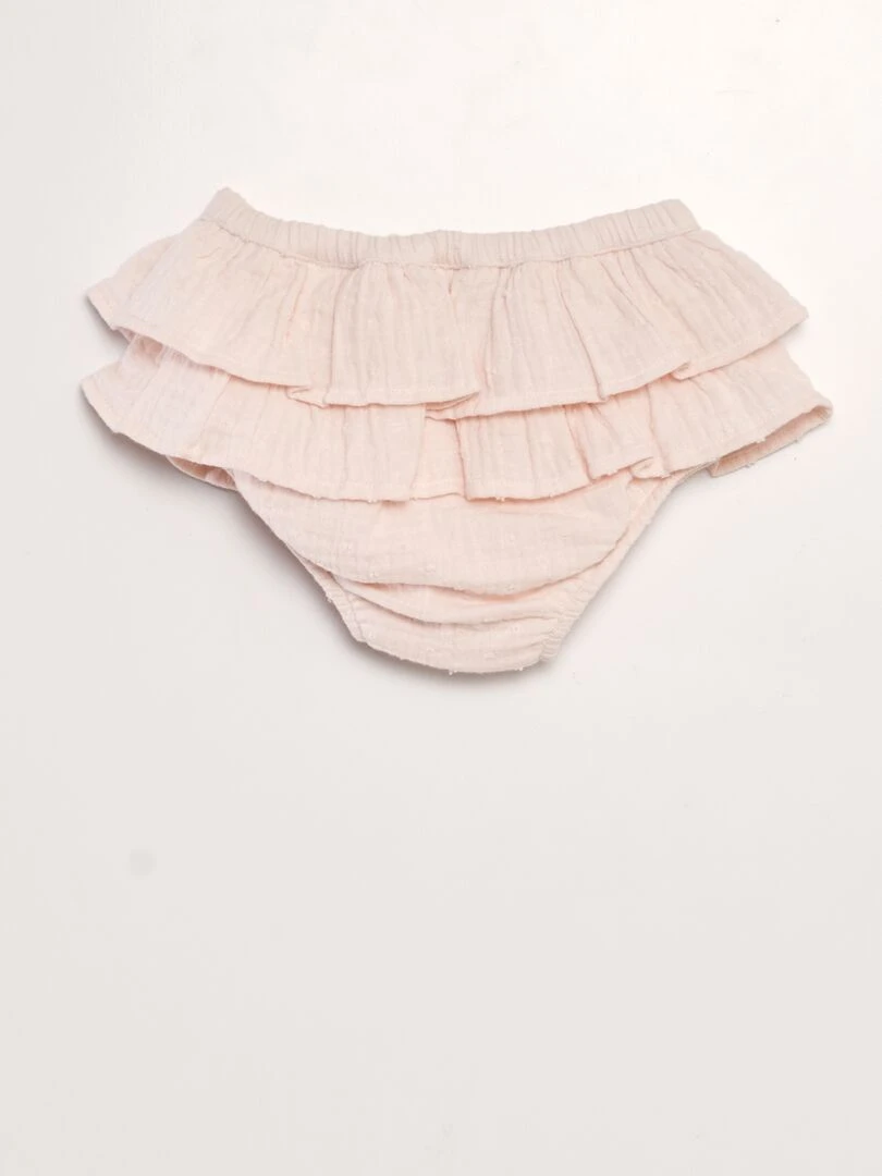 Culotte en gaze de coton avec plumetis Rose