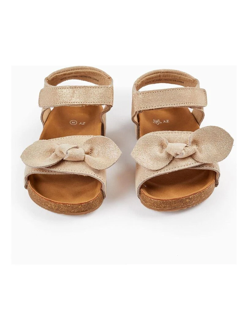 Sandales en cuir avec paillettes et nœud pour bébé fille ATLANTIC COMPANY Rose