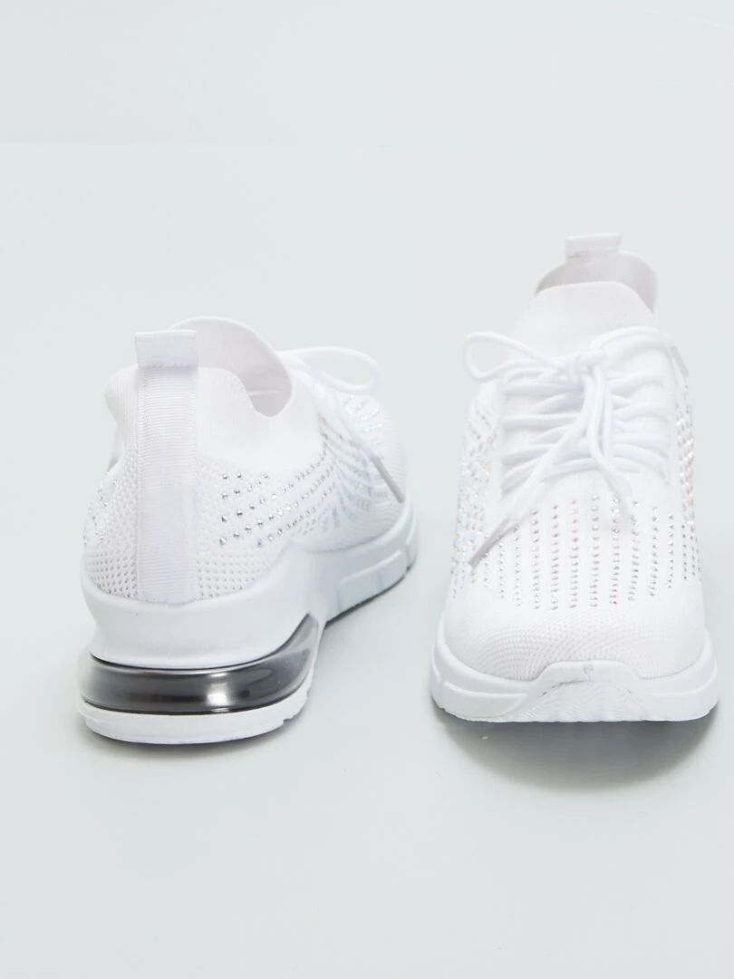 Basket de sport à strass   Blanc