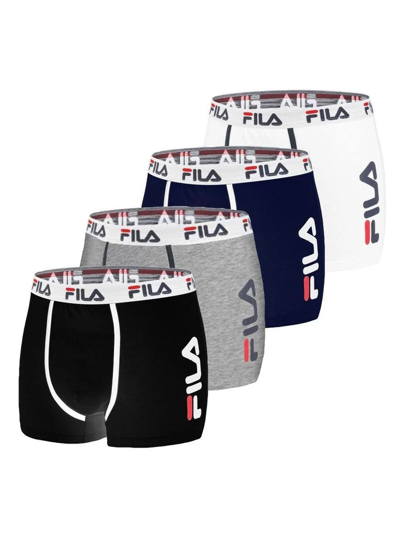 Lot de 4 Boxers Homme FILA 5040 coton couleur assorties Fila Gris